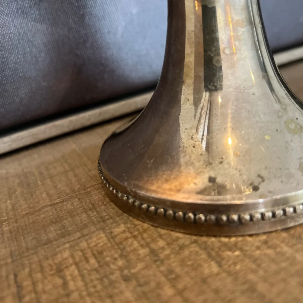 vintage brass beaded candlestick holder solid brass 4.5 inch